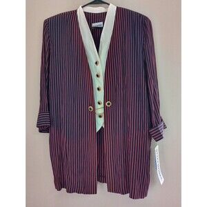 VINTAGE NWT Perceptions Long Layered Blazer Style Shirt Blouse Size 12